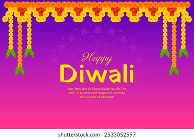 illustration of Flower garland decoration toran for Happy Diwali, Dussehra Wedding Invitation Indian Holiday festival background template for banner