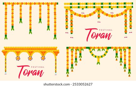 ilustração de flor guirlanda decoração toran para Happy Diwali, Dussehra casamento convite indiano feriado festival fundo modelo para banner