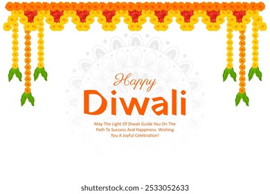 illustration of Flower garland decoration toran for Happy Diwali, Dussehra Wedding Invitation Indian Holiday festival background template for banner