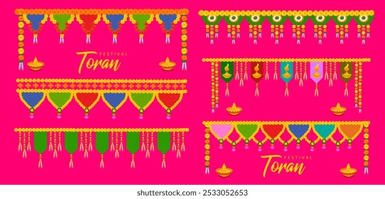 ilustração de flor guirlanda decoração toran para Happy Diwali, Dussehra casamento convite indiano feriado festival fundo modelo para banner