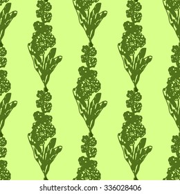 Illustration of flower, gillyflower. Seamless pattern.