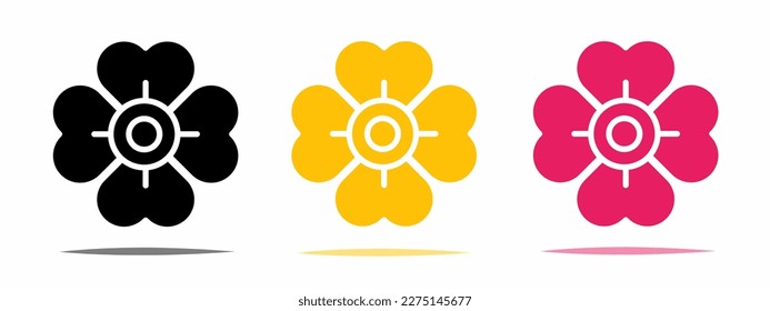 Illustration von Blumensymbol mit Schatten. Vektorgrafik.