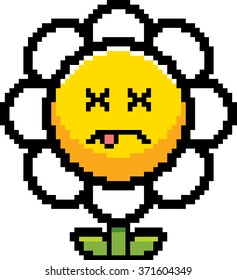 An illustration of a flower looking dead in an 8-bit cartoon style.