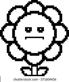 An illustration of a flower looking serious in an 8-bit cartoon style.