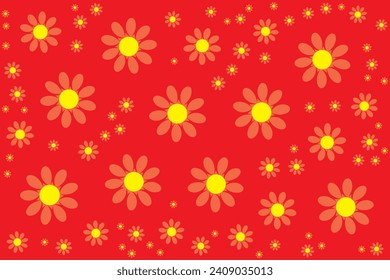 Ilustración de la flor sobre fondo rojo.