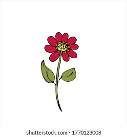 Ilustración de flor sobre fondo blanco. Libro de colorear. Ilustración vectorial de dibujos animados