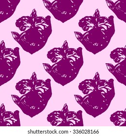 Illustration of flower, orchid. Seamless pattern.