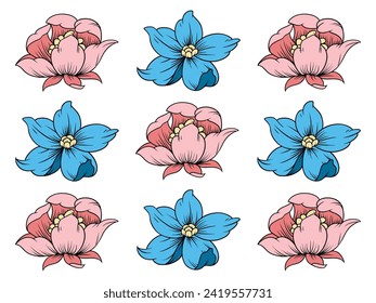 Illustration of flower pattern isolated on white background