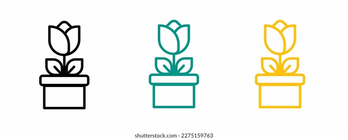 Illustration flower in potted icon. Stock vector illustration.