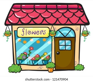 illustration of a flower shop on a white background