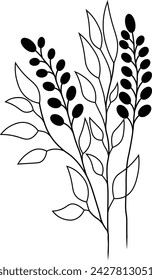 Illustration of Flower Silhouette with Flowers and Leaves vector
