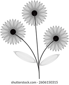 illustration with flower silhouette isolated on white background
