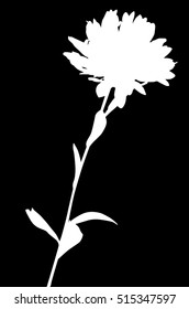 illustration with flower silhouette isolated on black background