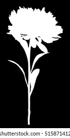 illustration with flower silhouette isolated on black background