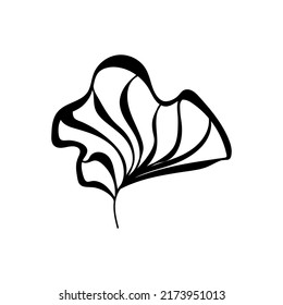 Illustration of a flower, silhouette of a twig with flowers and leaves. Vector illustration. Floral print.