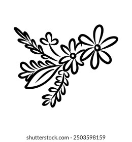 Ilustración de un boceto de flores sobre fondo blanco