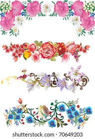 illustration with flower strips collection