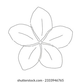 An illustration of a flower that blooms in a tropical place called 'Love Hawaii' as a 'Plumeria' flower that can be seen in Hawaii.