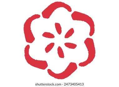 Illustration as a flower with a touch of red brush