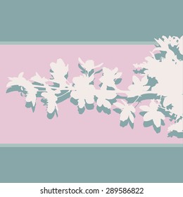 Illustration of the flowering branch in pastel colors.