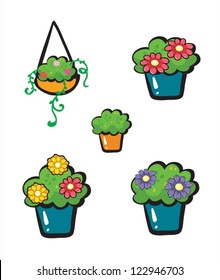 Illustration of flowerpots on a white background