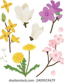 Illustration of flowers blooming in spring