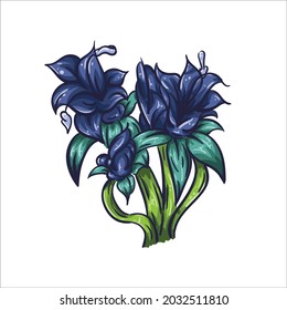 illustration of flowers, bluish flowers, brightly colored flowers, wedding decoration flowers