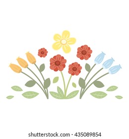 Illustration with flowers collection isolated on white background