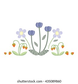 Illustration with flowers collection isolated on white background