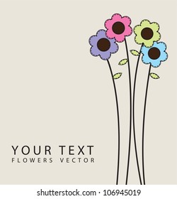 Illustration of flowers with colors on beige background, vector design
