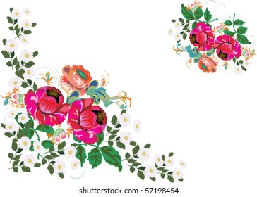 illustration with flowers decoration isolated on white background
