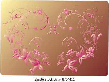 illustration with flowers decoration isolated on yellow background