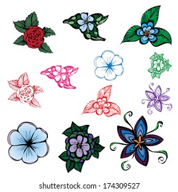 illustration of flowers of different colors