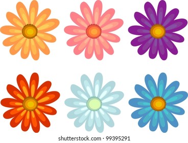 Illustration of flowers in different colours