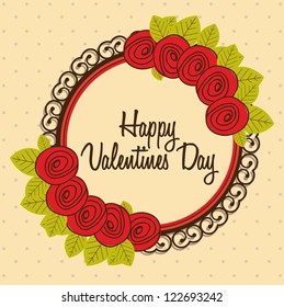 Illustration flowers icons, roses and valentines day, vector illustration