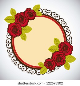 Illustration flowers icons, roses and valentines day, vector illustration