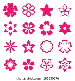 Illustration flowers icons, spring and valentines day, vector illustration