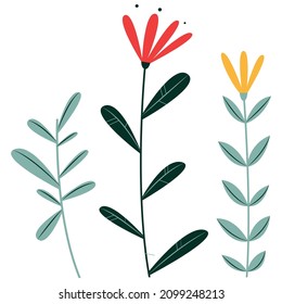 Illustration of flowers with leaves vector eps 10