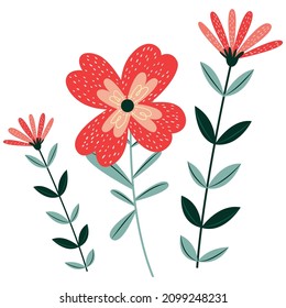 Illustration of flowers with leaves vector eps 10