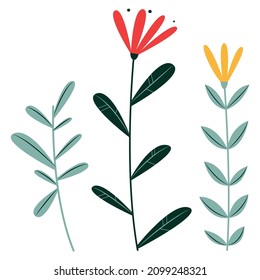 Illustration of flowers with leaves vector eps 10