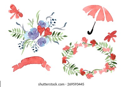 Illustration with flowers and leaves for your design