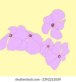 Illustration of flowers with pink color and yellow background.