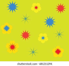 Illustration with flowers and stars , pattern     
