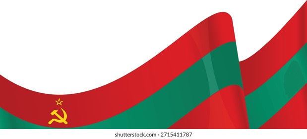 Illustration einer fließenden Flagge mit roten und grünen Streifen mit einem Stern und Sichel Emblem.