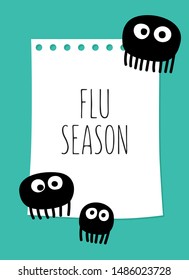 Illustration Of The Flu Season Reminder With Bacterias And Viruses