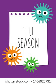 Illustration Of The Flu Season Reminder With Bacterias And Viruses