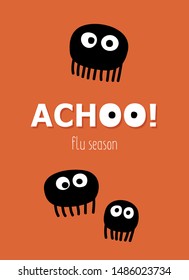 Illustration Of The Flu Season Reminder With Bacterias And Viruses