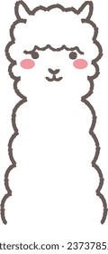 Illustration of a fluffy alpaca (front facing face)