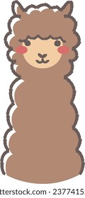 Illustration of a fluffy alpaca (front facing face)