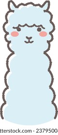 Illustration of a fluffy alpaca (front facing face)